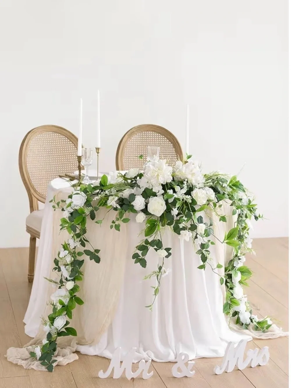 Ling's Moment Dusty Blue Artificial Flower Garland Wedding Arch 6 FT